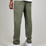 Khaki Pinstripe Straight Leg Trousers