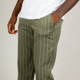 Khaki Pinstripe Straight Leg Trousers