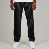 Black Pinstripe Straight Leg Trousers