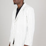 Pinstripe Oversized Blazer In White