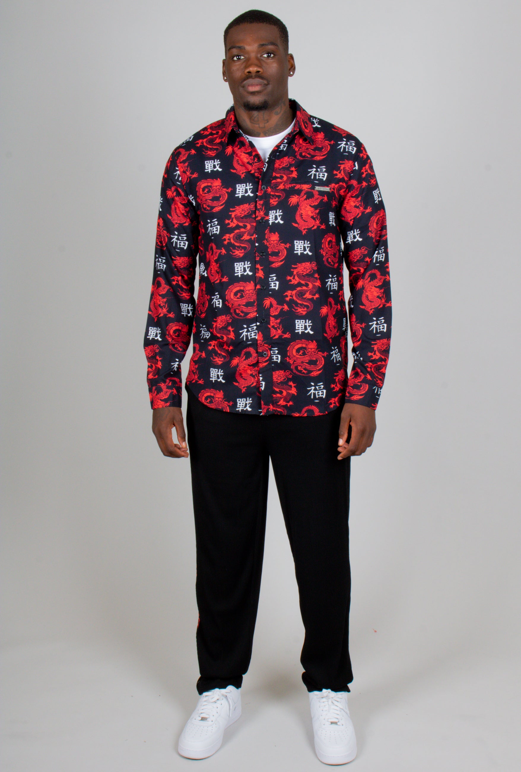 mens red bandana shirt long sleeve