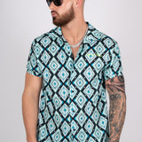 Blue Geometric Revere Shirt