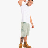 Acid Wash Green Corduroy Cargo Shorts