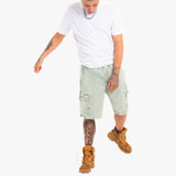 Acid Wash Green Corduroy Cargo Shorts