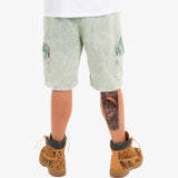 Acid Wash Green Corduroy Cargo Shorts