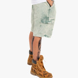 Acid Wash Green Corduroy Cargo Shorts