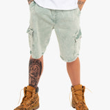 Acid Wash Green Corduroy Cargo Shorts