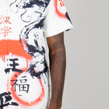 Graffiti Dragon Print Short Sleeve Shirt in White