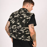 Camo Sleeveless Denim Jacket