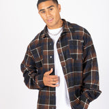 Oversized Long Sleeve Navy Flannel Shirt