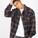 Oversized Long Sleeve Navy Flannel Shirt