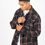 Oversized Long Sleeve Navy Flannel Shirt