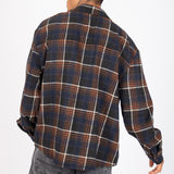 Oversized Long Sleeve Navy Flannel Shirt