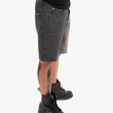 Distressed Cross Denim Shorts in Black Wash