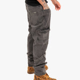 Relaxed Cargo Jean with Strap in Black Wash