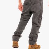 Relaxed Cargo Jean with Strap in Black Wash