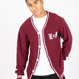 Varsity Knitted Burgundy Cardigan