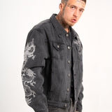 A World Dynasty Oversized Denim Jacket in Washed Black