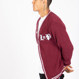 Varsity Knitted Burgundy Cardigan