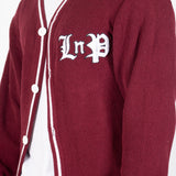 Varsity Knitted Burgundy Cardigan