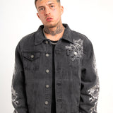 A World Dynasty Oversized Denim Jacket in Washed Black