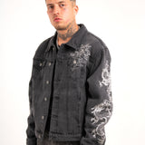 A World Dynasty Oversized Denim Jacket in Washed Black