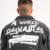 A World Dynasty Oversized Denim Jacket in Washed Black