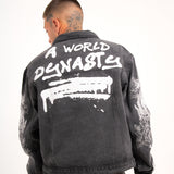 A World Dynasty Oversized Denim Jacket in Washed Black