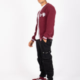 Varsity Knitted Burgundy Cardigan