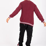 Varsity Knitted Burgundy Cardigan