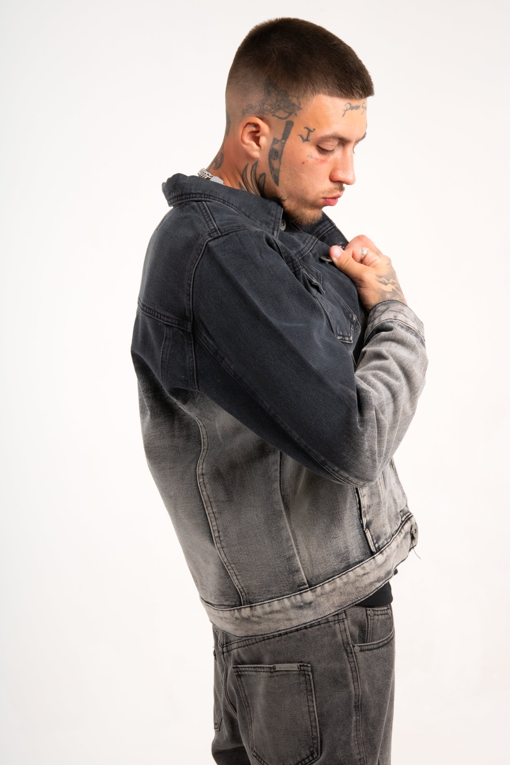 Norton Fitted Denim Jacket In Ombre Effect