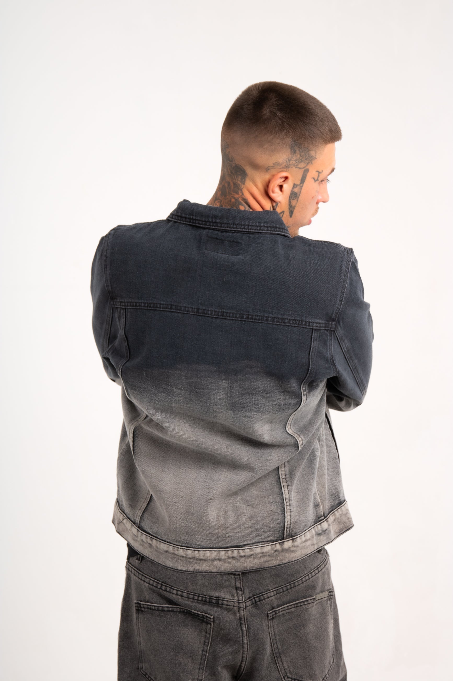 Norton Fitted Denim Jacket In Ombre Effect