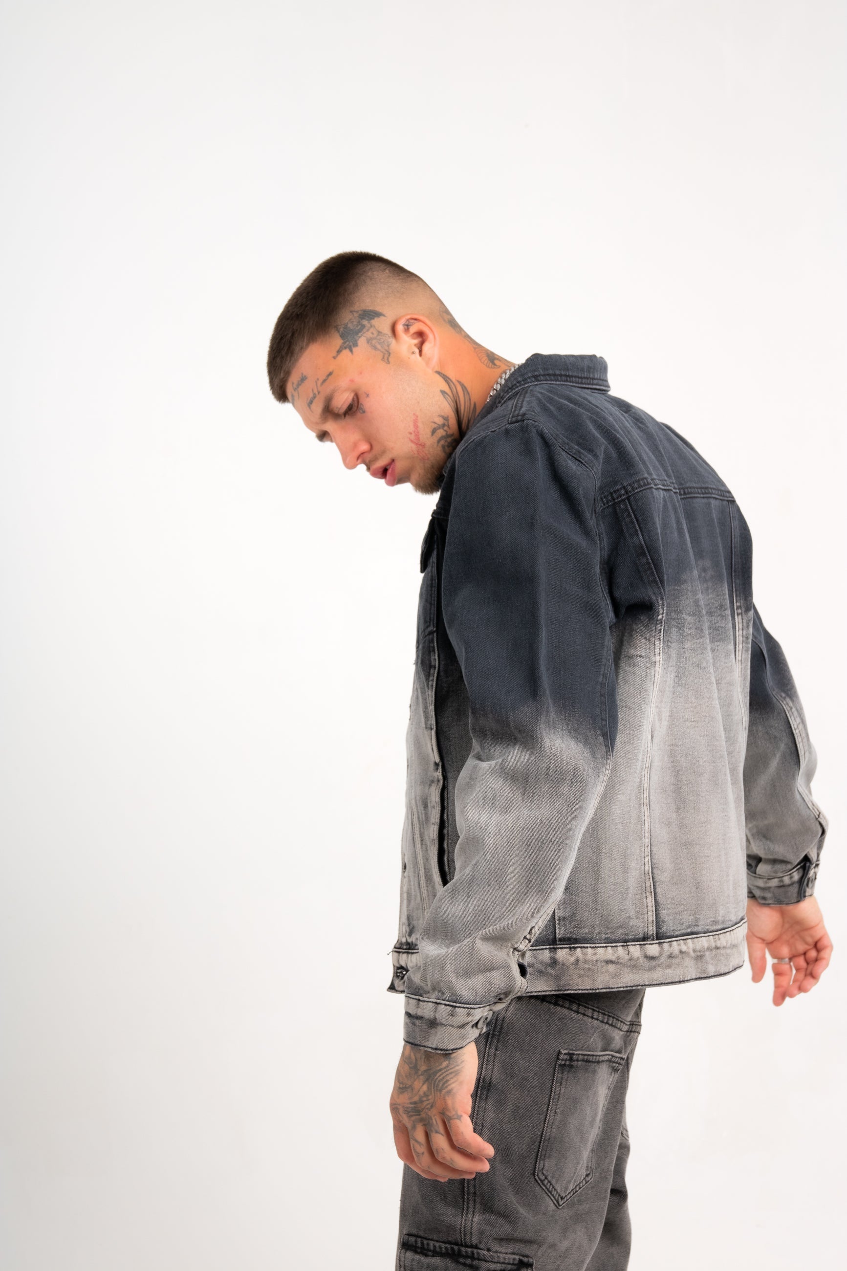 Norton Fitted Denim Jacket In Ombre Effect