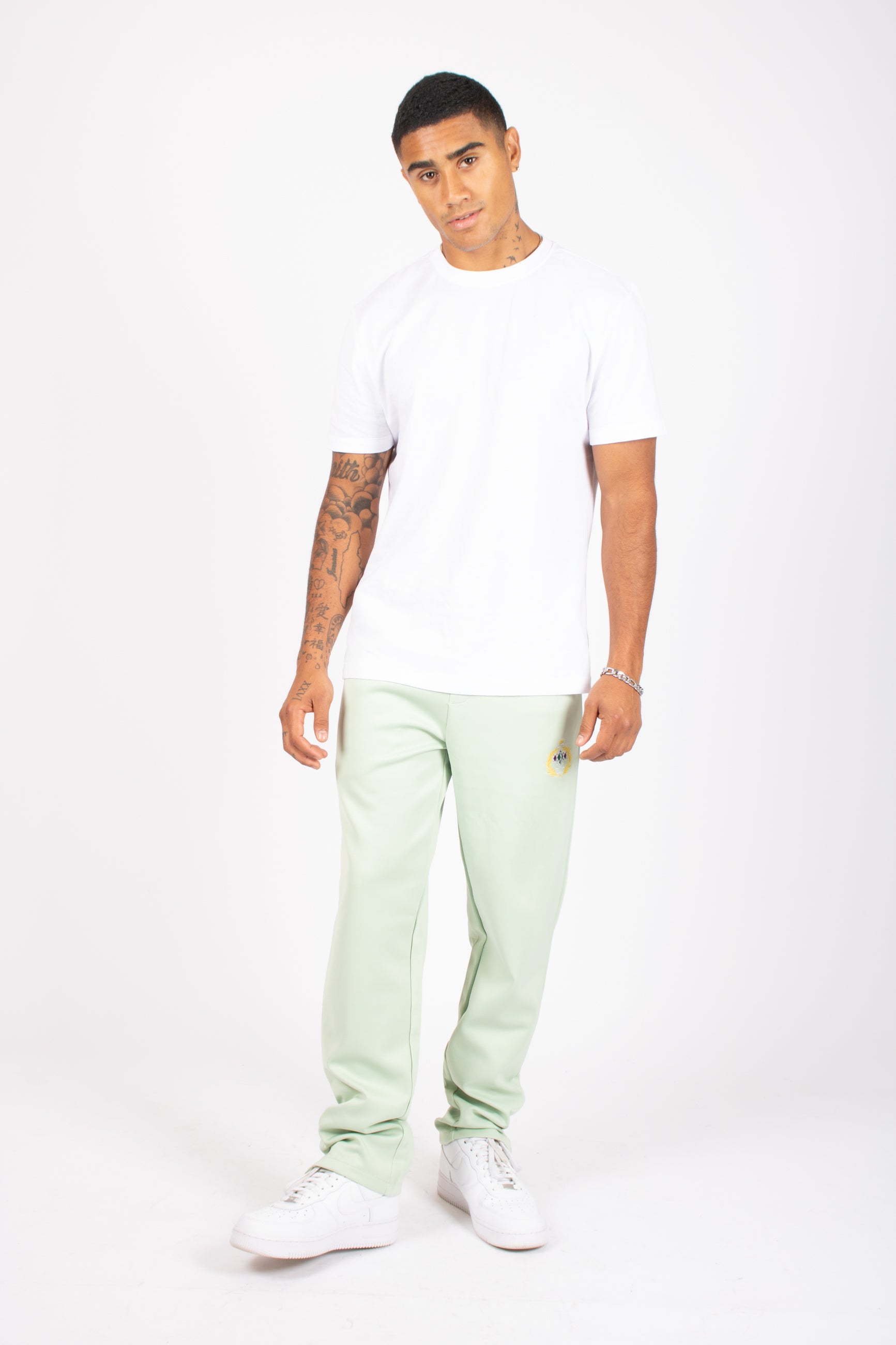 Mint Green Straight Leg Embroidered Golf Club & Popper Hem Jogger