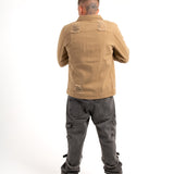 Norton Denim Jacket In Tan With Distressing