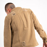 Norton Denim Jacket In Tan With Distressing