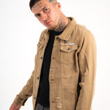 Norton Denim Jacket In Tan With Distressing