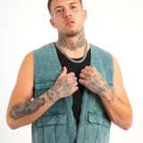 Forest Green Denim Gilet