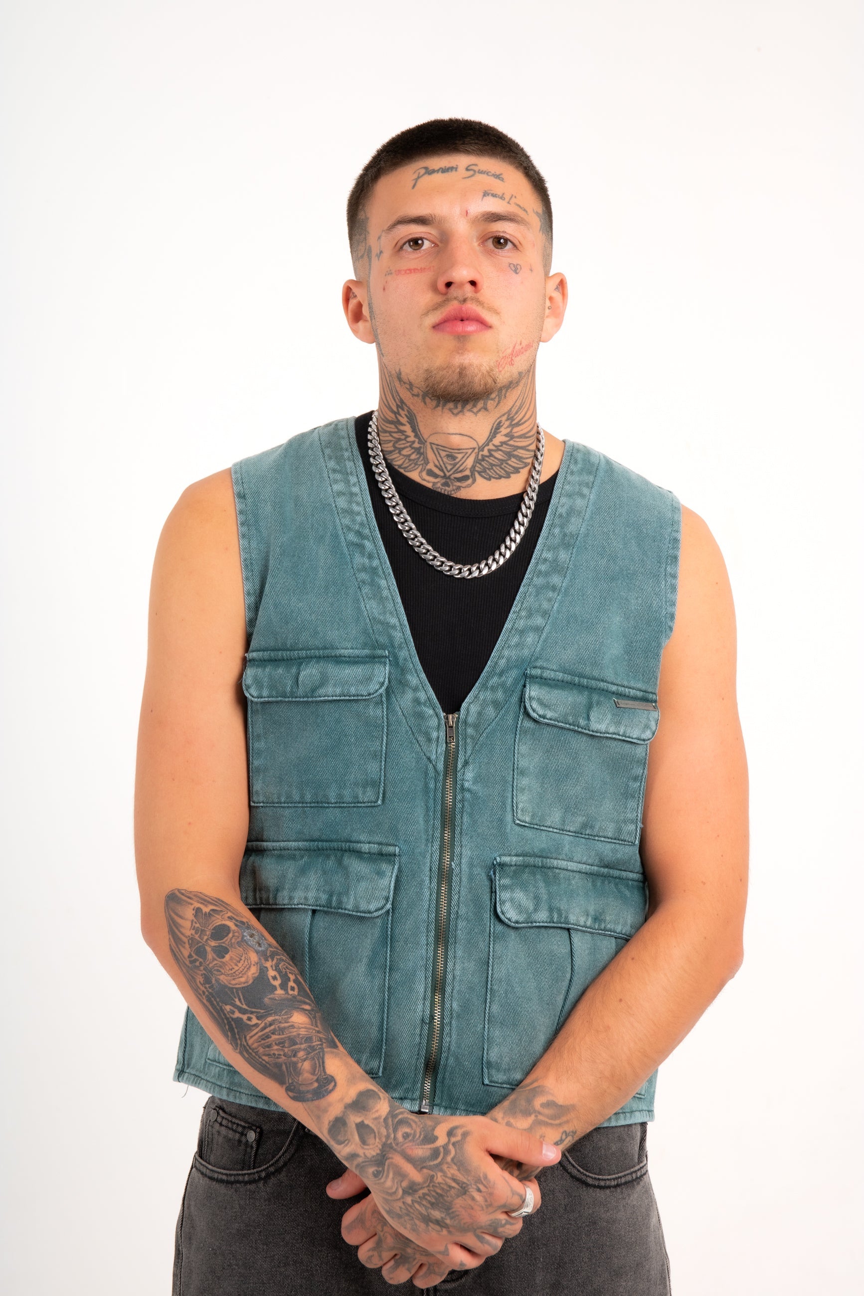 Forest Green Denim Gilet