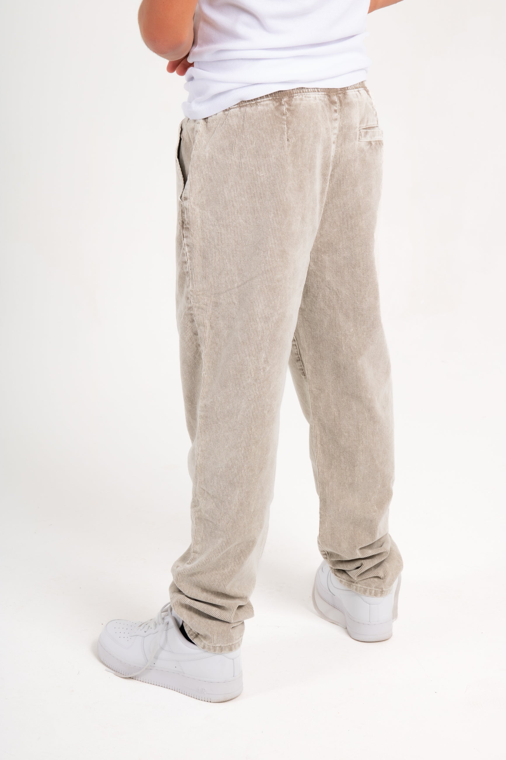 Washed Acid Beige Corduroy Straight Leg Trouser