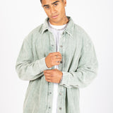 Washed Acid Green Corduroy Relaxed Shirt