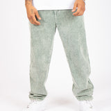 Washed Acid Green Corduroy Straight Leg Trouser