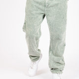 Washed Acid Green Corduroy Straight Leg Trouser