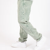 Washed Acid Green Corduroy Straight Leg Trouser