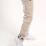 Washed Acid Beige Corduroy Straight Leg Trouser