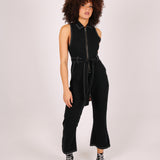 Wyoming Denim Jumpsuit With Kick Flare In Black