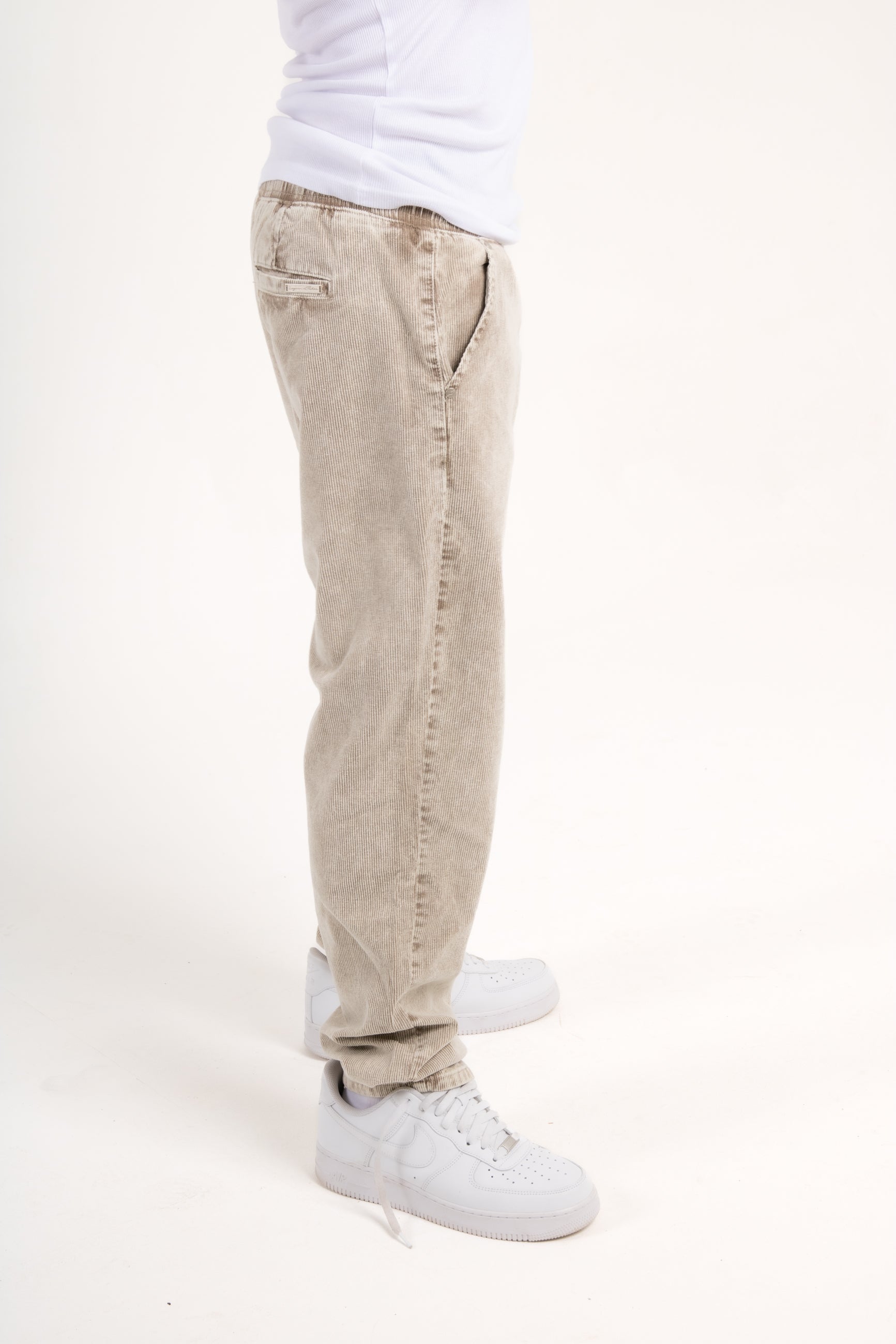 Washed Acid Beige Corduroy Straight Leg Trouser