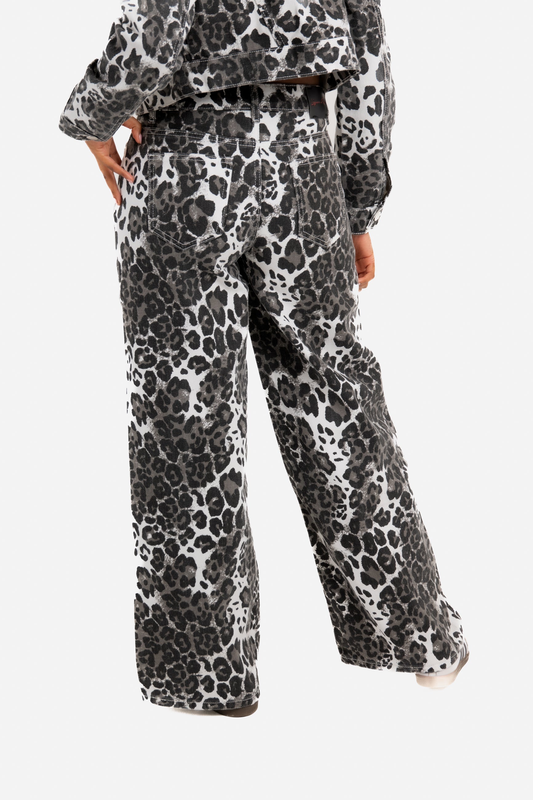 Leopard Print Wide Leg Jeans