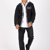 Varsity Knitted Cardigan In Black