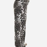 Leopard Print Wide Leg Jeans